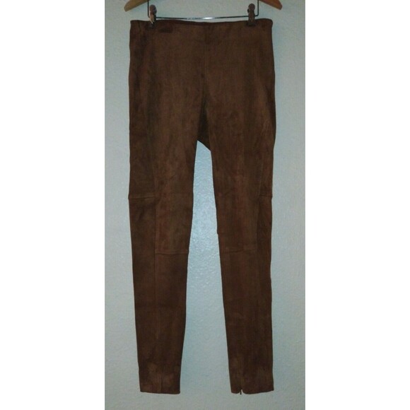 womens large ralph lauren suede leather pants leggings distressed polo